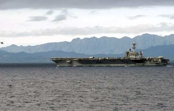Море, вертолет, авианосец, USS Carl Vinson, CVN 70