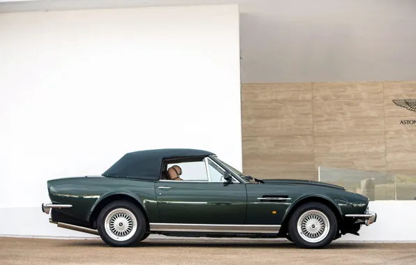 Кабриолет, вид сбоку, Classic, Green, Aston Martin V8 Vantage Volante, British car