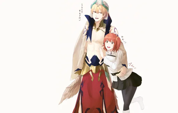 Девушка, аниме, арт, парень, персонажи, Гильгамеш, Fate / Grand Order