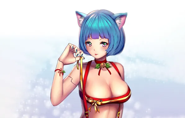 Girl, sexy, bra, cleavage, boobs, anime, beautiful, short hair