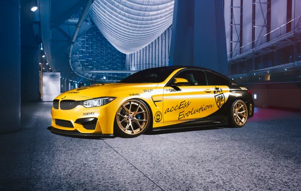 BMW, Машина, Чёрный, Фары, Жёлтый, Диски, Tuning, Колёса