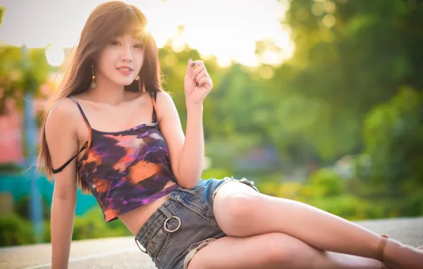 Картинка девушка, свет, азиатка