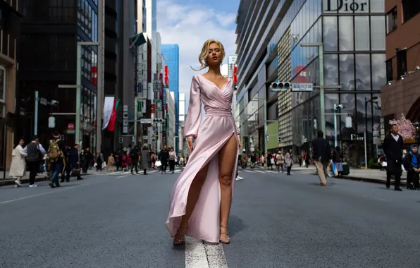 Картинка девушка, город, улица