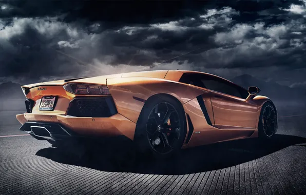 Картинка Lamborghini, rear, orange, LP700-4, Aventador, Alex Murtaza, Shift-S3ctor