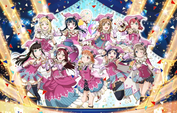 Девушки, сцена, арт, love live! school idol project
