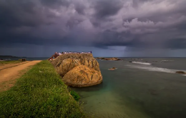 Картинка море, тучи, природа, скалы, Шри-Ланка
