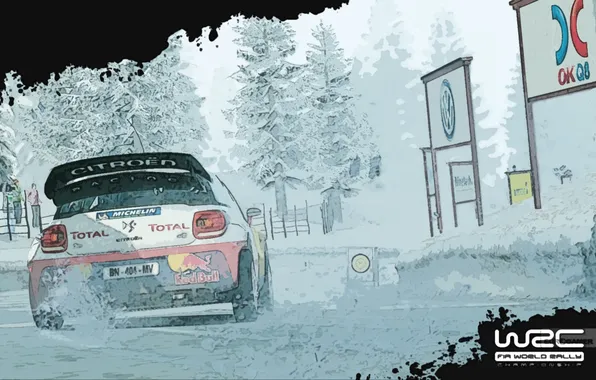 Зима, Авто, Игра, Citroen, DS3, Rally, WRC 3