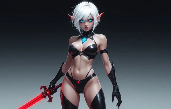 Картинка succubus, white hair, elfin