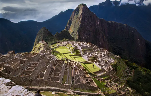 Картинка небо, горы, город, развалины, руины, Перу, Мачу-Пикчу, инки
