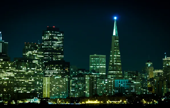 Ночь, city, здания, Сан-Франциско, USA, США, night, San Francisco
