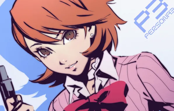 Девушка, пистолет, арт, Persona 3, Megami Tensei, Yukari Takeba