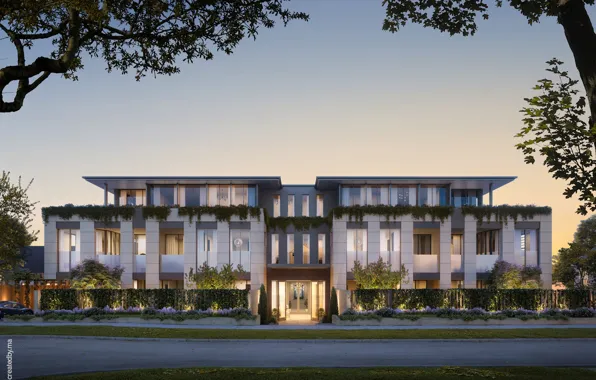 Дорога, здание, вход, насаждения, Aspen Malvern East