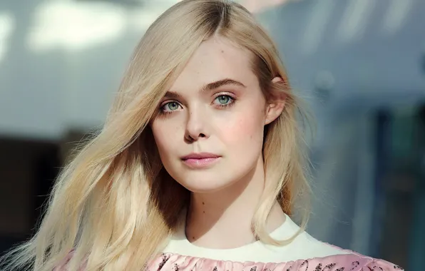 Взгляд, девушка, лицо, волосы, актриса, блондинка, Elle Fanning