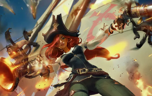 Девушка, пистолеты, пират, Miss Fortune, Legends of Runeterra