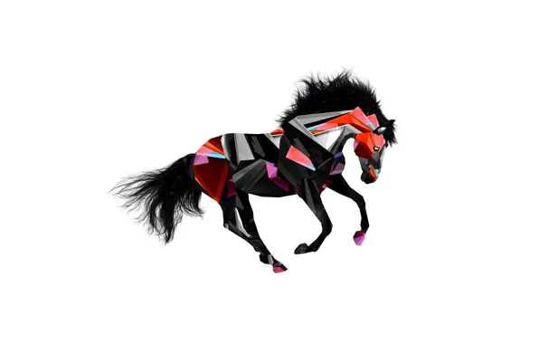 Картинка животные, абстракция, конь, лошадь, цвет