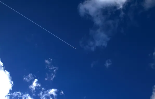 Картинка небо, облака, самолет, след, 154