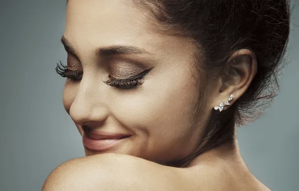 Девушка, лицо, улыбка, макияж, Ariana Grande