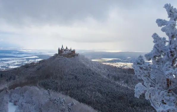 Картинка зима, природа, замок