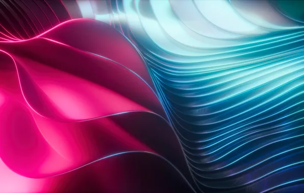 Волны, Абстракция, Переливы, Digital art, Abstraction, Waves, Art Deco, Iridescence