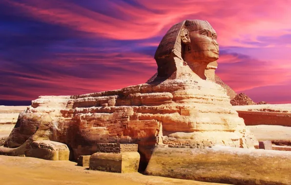 Скульптура, достопримечательность, египет, сфинкс