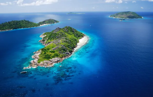 Острова, океан, Сейшелы, Seychelles, архипелаг, Indian Ocean, View From The air