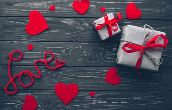 Любовь, подарок, сердце, red, love, wood, romantic, hearts