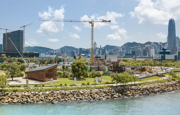Берег, строительство, площадка, водоём, West Kowloon Pavilion - Hong Kong