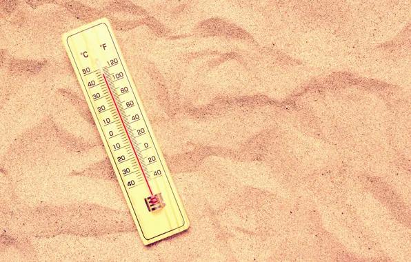 Sand, heat, thermometer