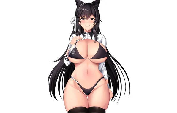 Girl, sexy, cleavage, thighhighs, long hair, boobs, anime, beautiful