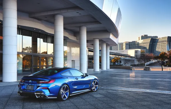 BMW, City, Blue, Coupe, xDrive, Rear, 3D Design, BMW 8 Series