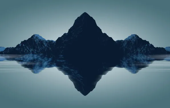 Вода, Отражение, Озеро, Гора, Графика
