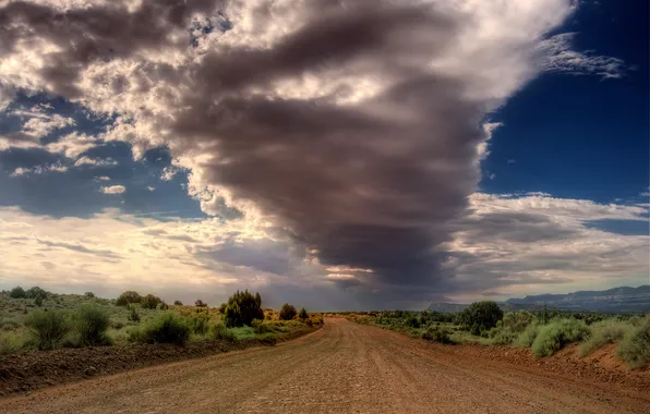 Картинка дорога, небо, облака, пустыня