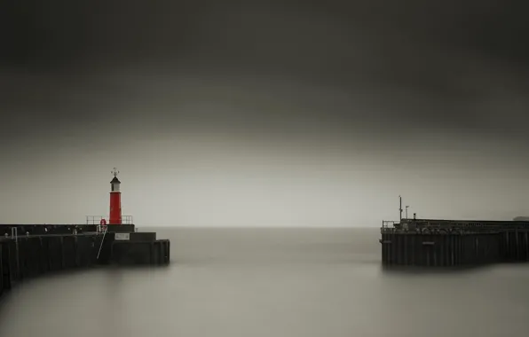 Картинка море, ночь, маяк, England, Watchet