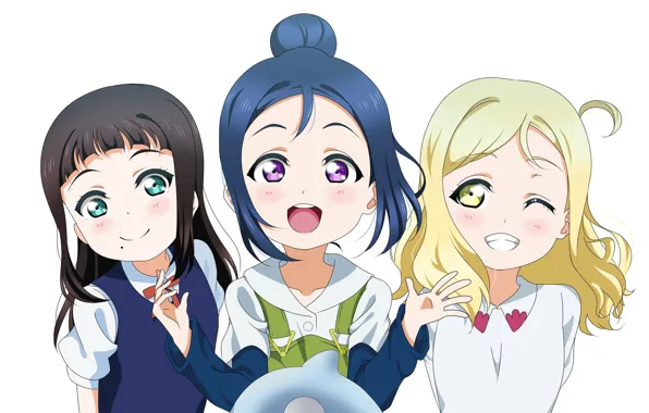 Радость, девочки, белый фон, Love Live School Idol Project, Живая любовь