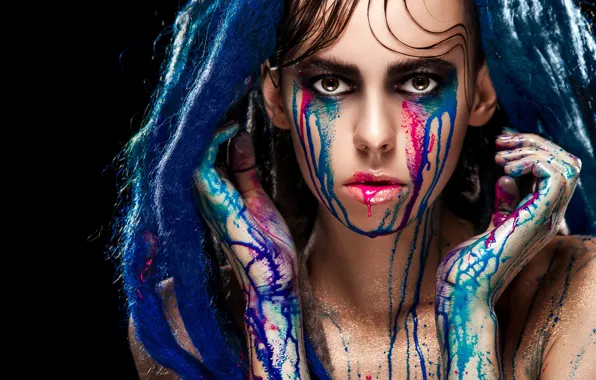 Blue, tears, Makeup