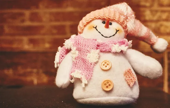 Игрушка, снеговик, toy, hat, winter, snowman, buttons, scarf
