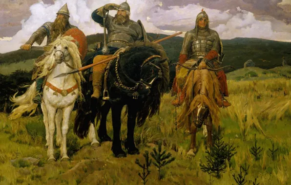 Живопись, васнецов, три богатыря, Богатыри