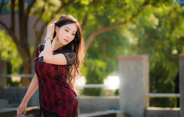 Девушка, азиатка, милашка, боке