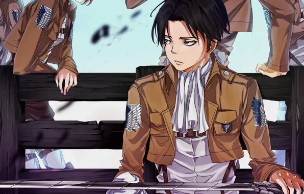 Атака титанов, Shingeki no Kyojin, вторжение титанов, капрал Леви