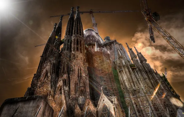 Картинка Barcelona, Sagrada Familia, Extreme Backlight