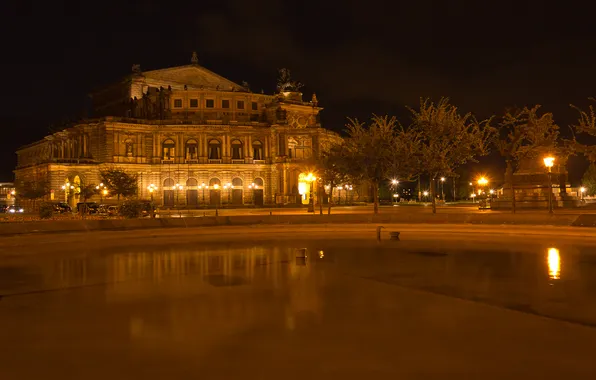 Картинка ночь, Германия, Дрезден, night, germany, dresden, Semperoper
