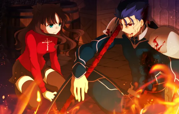 Кровь, лансер, Рин, Судьба ночь схватки, Fate / Stay Night