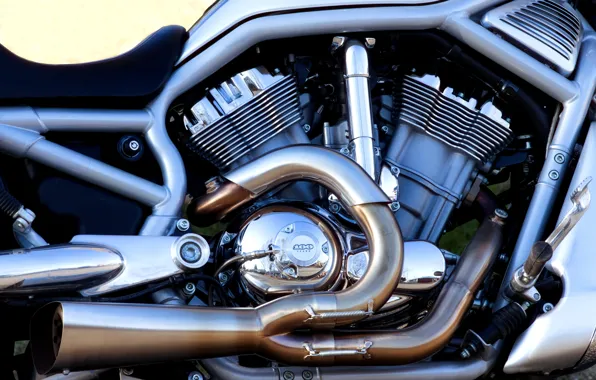Картинка трубы, рама, Harley Davidson, хром, мотор