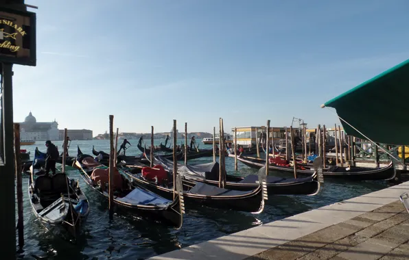 Картинка Италия, Венеция, Italy, Venice, Italia, Venezia, Grand Canal, Gondolas