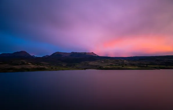 Картинка горы, озеро, вечер, mountains, lake, evening