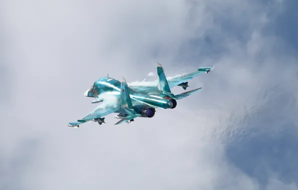 Картинка небо, полет, истребитель, бомбардировщик, Су-34