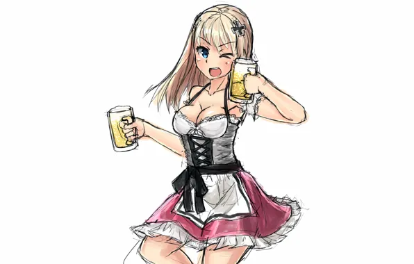 Girl, sexy, cleavage, long hair, dress, boobs, anime, beautiful
