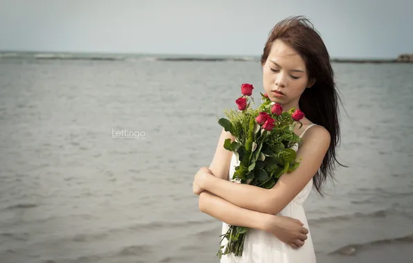 Лето, девушка, цветы, настроение