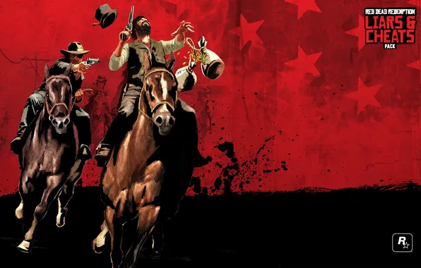 Картинка игры, лошадь, выстрел, револьвер, стрелок, Red Dead Redemption, rockstar