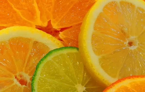 Картинка лайм, цитрус, долька, апельсин, фрукты, лимон, макро